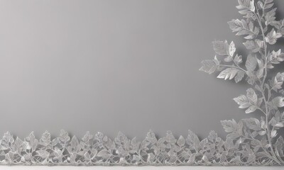 Intricate silver lace border, delicate leaves on soft backdrop,  vintage,  refined,  scroll