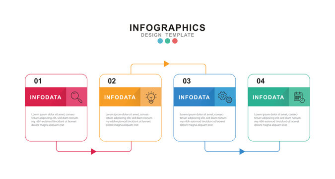 Vector Infographic label design template with icons and 4 options or steps.