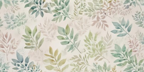 Mini watercolor card, pastel leaves  Subtle leaf pattern, delicate design , spring,  subtle,  artistic