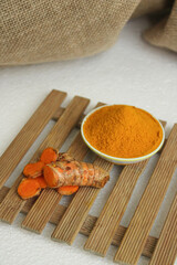 Fresh turmeric processed into powder