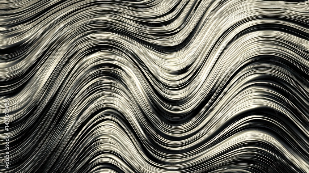 Poster abstract monochrome wave pattern with flowing lines.