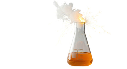 Isolated Chemical Experiment in Erlenmeyer Flask with Smoke