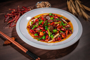 Spicy pig blood(xuewang) is a classic Chinese Guizhou dish with a spicy taste.