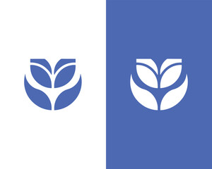 Abstract Leaf Logo Design | Modern Blue & White Icon, Blue & White Abstract Logo | Unique V/Leaf Design, Wellness & Beauty Logo | Organic and Clean Design, Branding Identity: Abstract Leaf/Petal Logo
