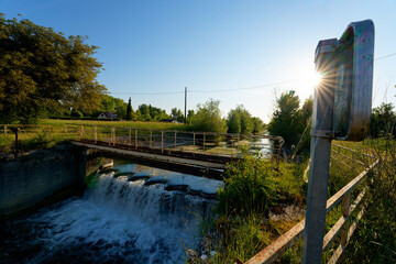 Lock on Bray to La Tombe canal in the alluvial plain of La Bass&eacute;e 
