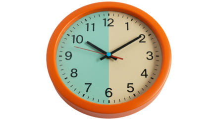 Isolated Wall Clock with Orange Frame