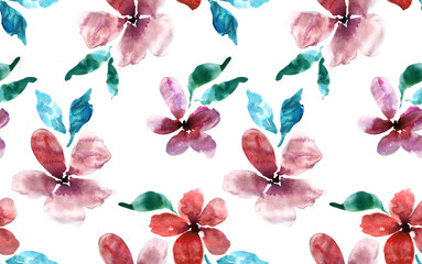 Watercolor flowers pattern. Seamless hand draw floral pattern.