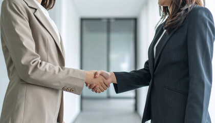 握手をしている２人の女性