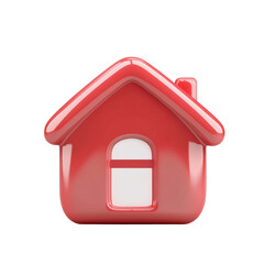 Glossy three-dimensional red house icon, modern architectural visualization