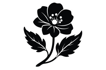 Elegant black floral motif reveals delicate petals and foliage in a simple composition