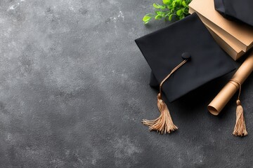 Graduation banner with cap and diploma, editable template, graduation background, class of 2025 design for poster, flyer, invitation, or announcement	
