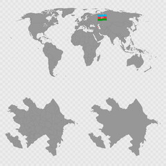 Azerbaijan Map Set with World Location.