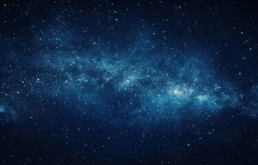 Naklejka premium A mesmerizing cosmic landscape featuring a dense cluster of stars and nebulae, painted in shades of deep blue and speckled with brilliant white points of light, creating a breathtaking : Generative AI