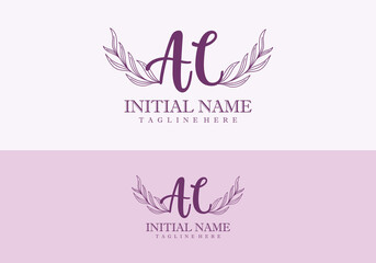 Minimalist concept wedding monogram set with initials letter AC