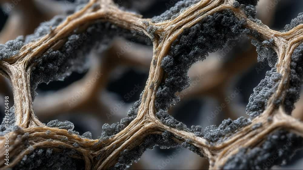 Fototapete intricate close up of a textured lattice structure with interconnected elements and rough surface in