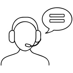 Silhouette vector icon of a tutor talking with a headset design in digital style