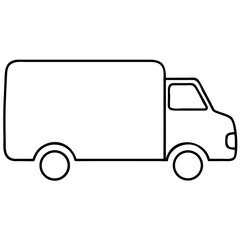 Simple modern delivery truck silhouette vector icon isolated with transparency