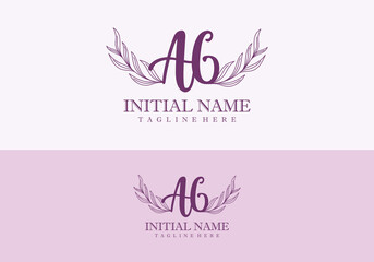 Minimalist concept wedding monogram set with initials letter AG