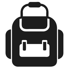 Vector silhouette icon of a classic school bag with handle and front pocket