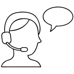 Vector silhouette icon of an online tutor wearing a headset digital design