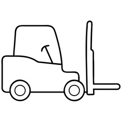 Fototapeta premium Black forklift silhouette vector illustration for industrial and warehouse logistics