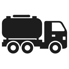 Black fuel delivery truck silhouette vector icon representing industrial transportation