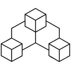 Black silhouette representation of interconnected cube blocks vector illustration