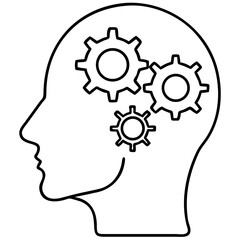 Black silhouette vector design of a head with gears representing artificial intelligence