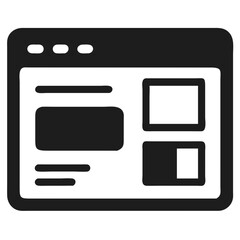 Black silhouette vector icon depicting an e learning dashboard web interface design.