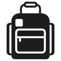 Black silhouette vector icon of a classic school bag with transparency