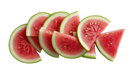 Freshly Cut Watermelon Slices: A refreshing arrangement of vibrant watermelon slices, showcasing the juicy red flesh and contrasting green rind, inviting a taste of summer.