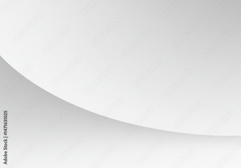 Poster minimalist white background with a curved surface and subtle shadows for product display