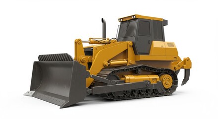 Fototapeta premium Yellow Bulldozer on White Background