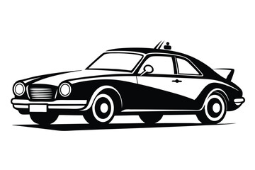 Fototapeta premium Classic black and white police car with vintage style is displayed on white