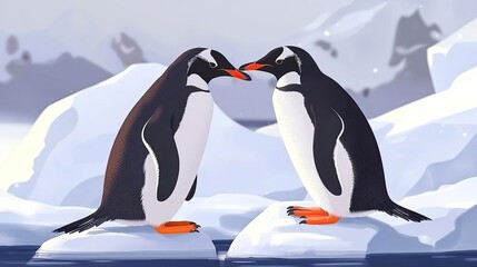 Obraz premium Penguins on Ice