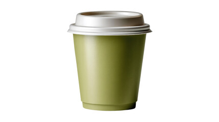 Matcha Latte in a Disposable Cup: A refreshing Matcha latte with its vibrant green hue, housed in a portable, disposable cup, inviting moments of calm, comfort and a burst of energy.