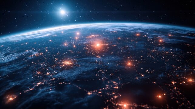 Earth at night, city lights