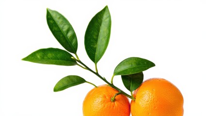 Two oranges on a stem.