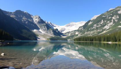 Obraz premium Kristallklarer Bergsee im Allgäu umgeben von Bergen