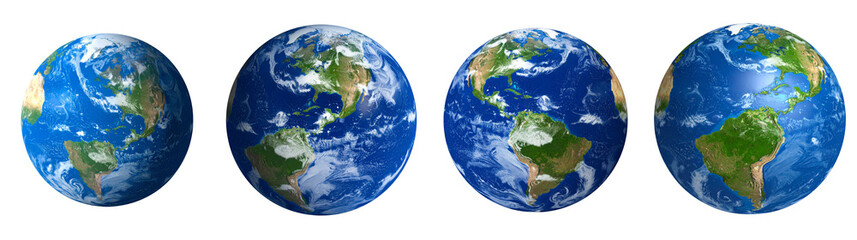 Realistic Earth Globe Planet World in Space Isolated with Transparent Background