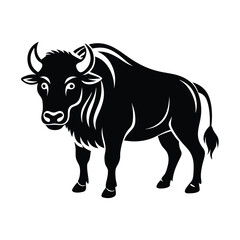 Bison buffalo vector silhouette, bison icon 