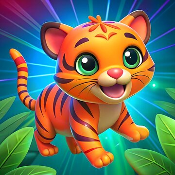 cute 3d big eyes cartoon tiger