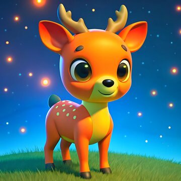 cute 3d big eyes cartoon deer
