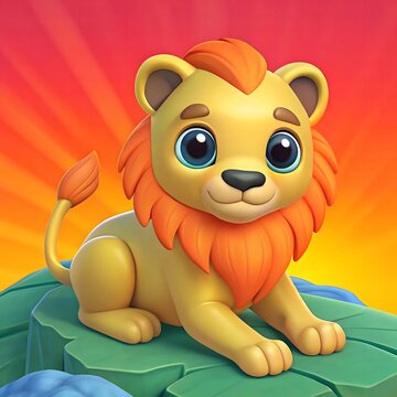 cute 3d big eyes cartoon lion