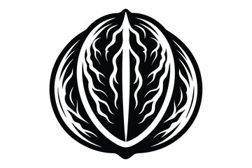 Sliced nut in striking black and white evokes a natural, minimalist, organic feel