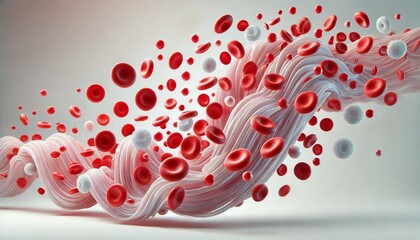 Professional Wave of Blood Cells 3D Illustration