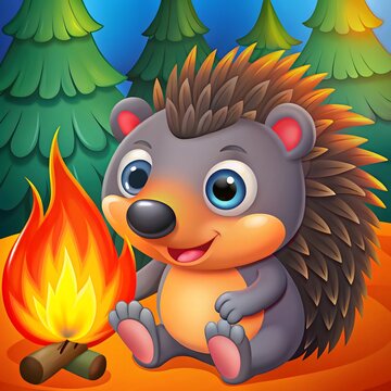 cute 3d big eyes cartoon porcupine