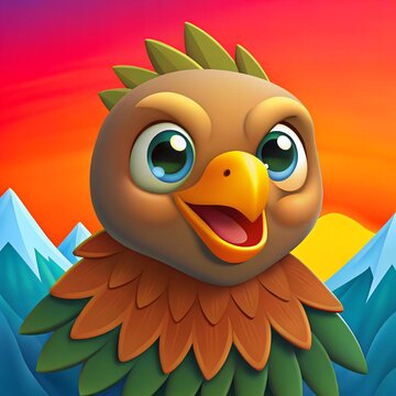 cute 3d big eyes cartoon eagle