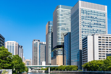 Osaka cityscape with Skyline and office building and downtown of Osaka city, Japan