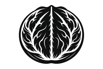 Abstract walnut silhouette showcases intricate internal details in black and white art